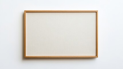 Obraz premium Minimalist Blank Canvas in Modern Wooden Frame on White Background with Neutral Tones and Subtle Textures