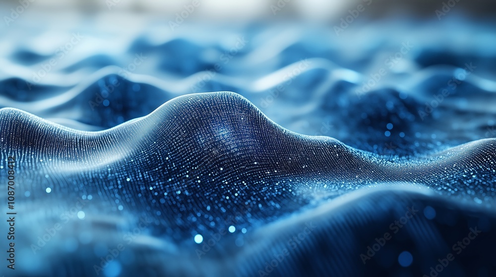 Poster an abstract dark background with blue lines and waves connecting with data.