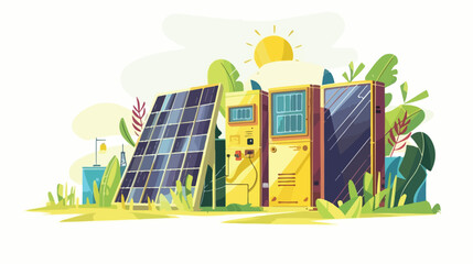 Innovative Collage Featuring Solar Batteries as Alternative Energy Source