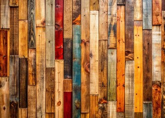 Panoramic View of Reclaimed Wood Wall Paneling Texture in Natural Light, Showcasing the Unique Grain Patterns and Rustic Appeal for Interior Design Inspiration