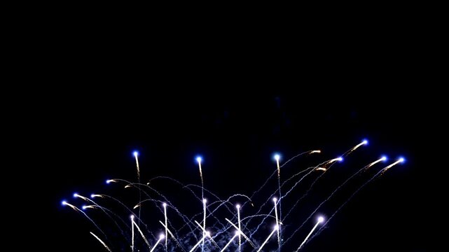 Spectacular abstract fireworks illuminate the night sky at the New Year 2025 celebration and Chinese New Year festival
