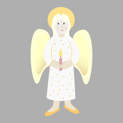 Vector - illustration of an angel wih a lighting candle.