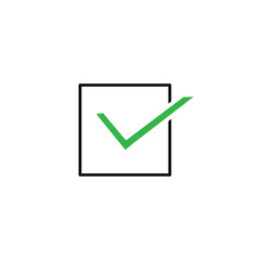 a checkmark icon on a transparent background, a check mark, a note about the work done, a flat vector illustration