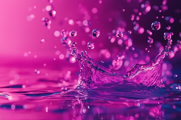 Vibrant Water Splash in Pink and Purple Tones