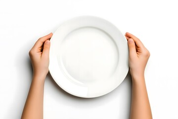 White empty plate on white background.