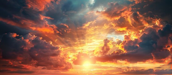 Fototapeta premium Stunning Sunset with Dramatic Clouds