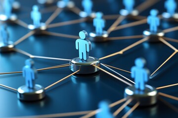 Abstract social network background with people icons connected by lines, in a dark blue color