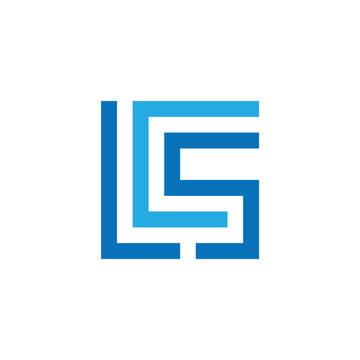 This logo design in blue is a monogram of initial letter LCS in line style that forms a square shape