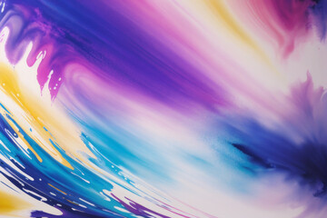 A vibrant abstract painting with swirling patterns in shades of purple, blue, and yellow