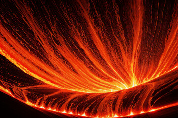 abstract paint with swirling lines of fiery orange and red