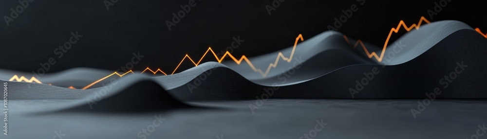 Aufkleber abstract wave graph representing financial data trends on a dark background.