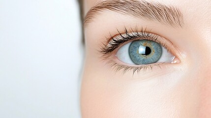Naklejka premium Striking close up portrait showcasing flawless luminous skin achieved through cutting edge laser skin rejuvenation technology Featuring high definition details cool toned lighting