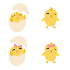 cartoon Easter chicks on a white background