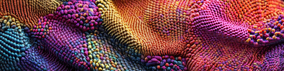Fractal Fabric Fusion: A rich, intricate pattern of woven fabrics forms a unique texture in close-up.