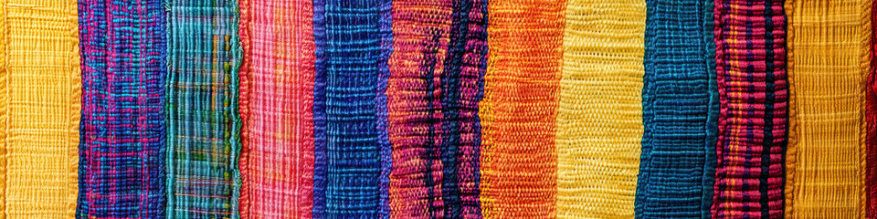 Obraz premium A traditional, intricate tapestry hangs on the wall, its colorful threads weaving together a story of history and craftsmanship in a bland corporate setting.
