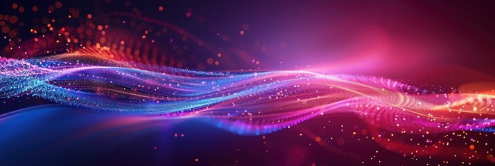 Fototapeta premium Abstract Wavy Background with Glowing Particles