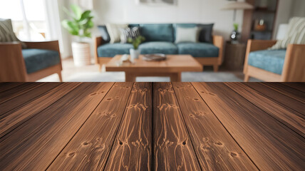 Full view of a teak wood surface with natural grain patterns and subtle imperfections, perfect for backgrounds, furniture design, or woodworking textures. 