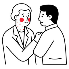 doctor examine patient with red rash