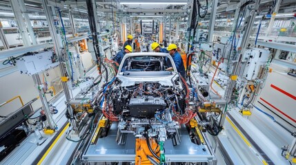 Car Assembly Line in a Modern Factory