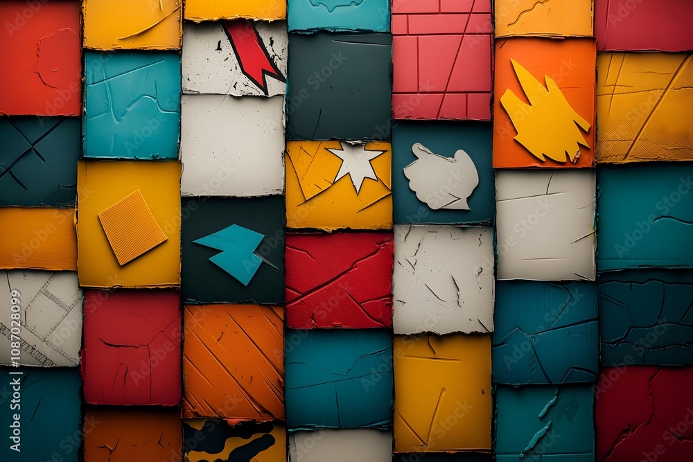 Aufkleber vibrant colorful abstract background with a geometric pattern created using photographic double expo