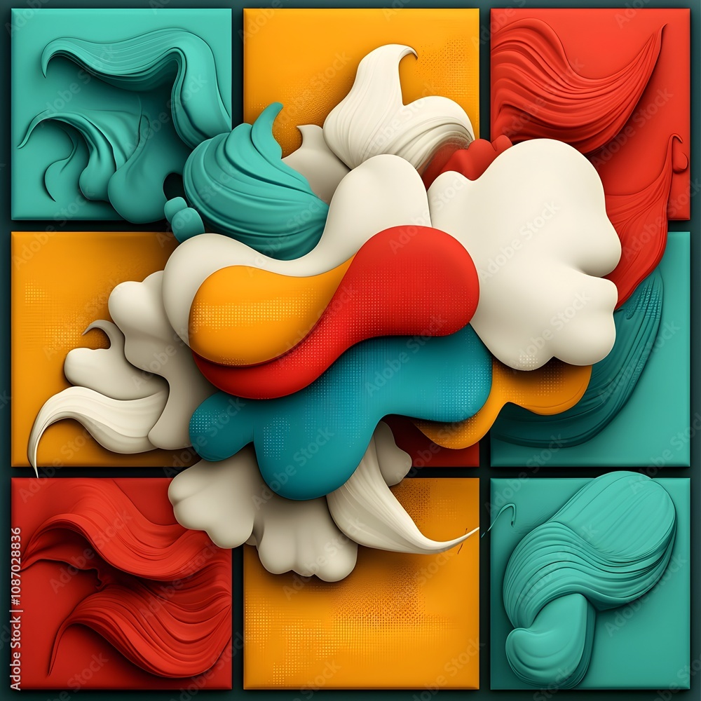 Aufkleber visually striking abstract with a comic book inspired style featuring experimental panel layouts dyn
