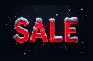 The banner of the seasonal winter sale. An advertising offer. The inscription in red letters "sale" on a black background. The concept of selling or buying at low prices with money savings.