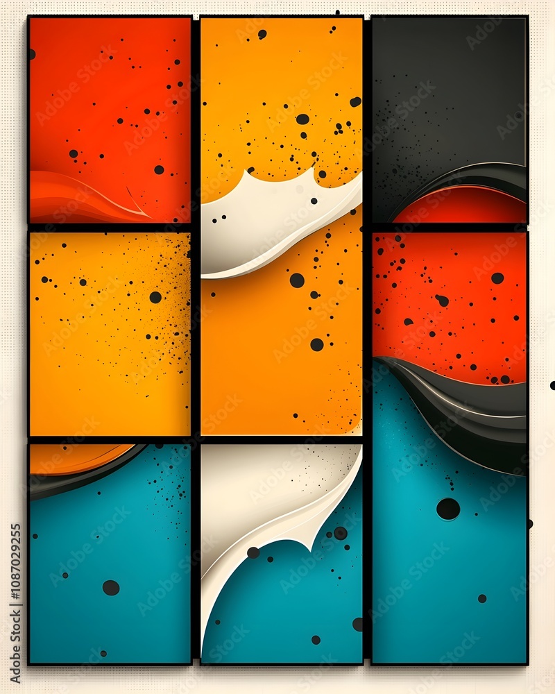 Aufkleber captivating and visually striking comic book style background featuring a dynamic layout of geometri