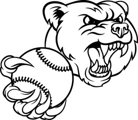 Bear Softball Baseball Claw Grizzly Animal Mascot