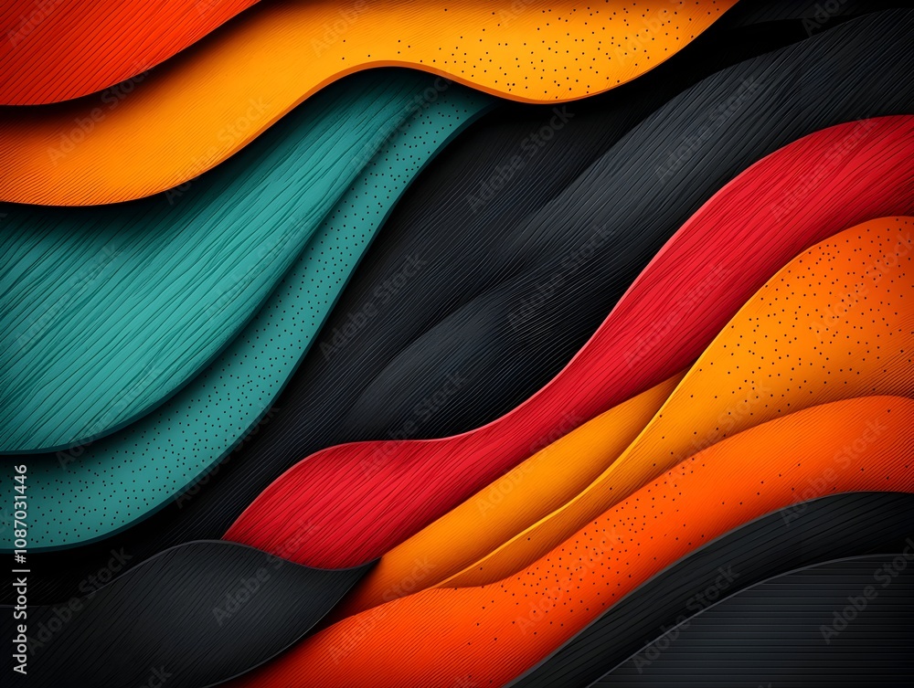 Poster captivating colorful abstract layers and geometric patterns with dynamic motion and imaginative comp