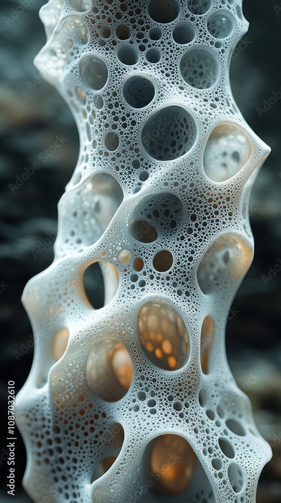 Aufkleber abstract structure resembling porous material with bubbles and light.