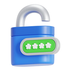 Lock open with password 3D icon