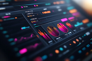 Obraz premium A digital dashboard displaying a credit score gauge with levels from poor to excellent, highlighting a modern financial app interface and user-friendly design. 