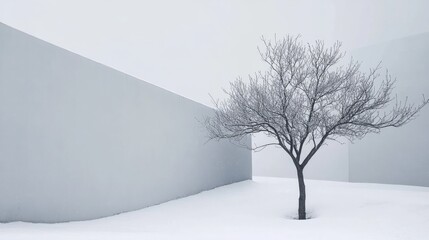 Naklejka premium minimalistic background with tree and copyspace