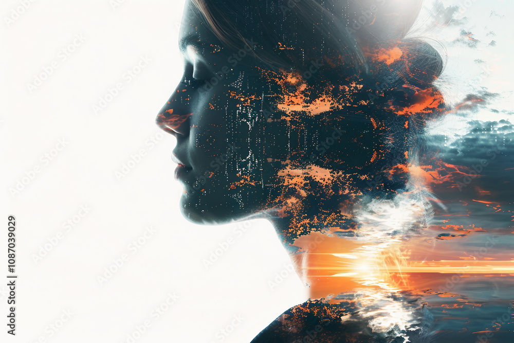 Poster A double exposure image showing a silhouette of a worker against a backdrop of city lights generative ai