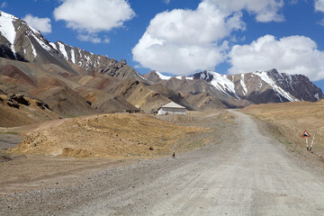 Track to Ak-Baital Pass in the Pamir mountains in Tajikistan