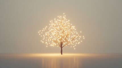 golden christmas tree with lights