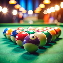 billiard balls on green table closeup nobody am