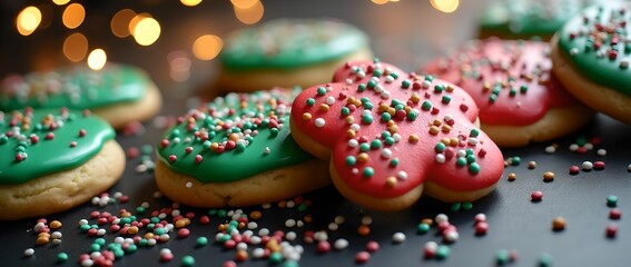 New Year's cookies with colorful icing