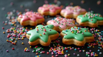 Obraz premium New Year's cookies with colorful icing