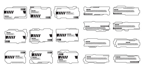 Futuristic interface ui elements. Holographic hud user interface elements, high tech bars and frames. Hud interface icons vector illustration set. rectangular shape borders