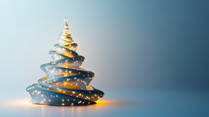 lightining chrsitmas tree illustration with lights against white