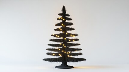 Obraz premium minimalistic christmas tree with different design and with lights against white background