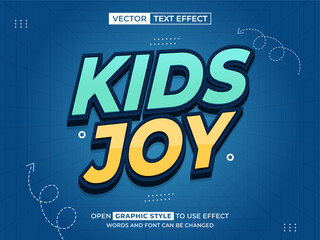 kids joy editable text, font effect, 3d text for title