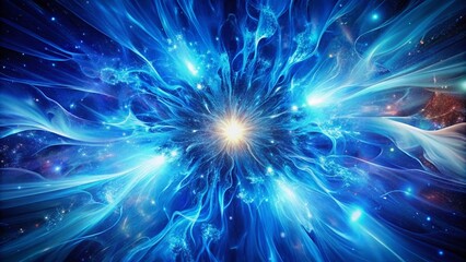 Fototapeta premium Surreal Vibrant Blue Explosion: Abstract Background with Dynamic Swirls, Light Effects, and Textured Layers for Creative and Eye-Catching Visuals in Modern Design Projects