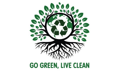 Go Green Recycling & Growth: Eco-Friendly Innovation Vector Design