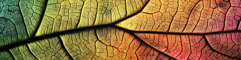 Obraz premium Leaves: A macro shot of a rainforest leaf, showcasing its intricate veins and texture.