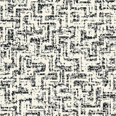 Monochrome Grain Distressed Maze Pattern