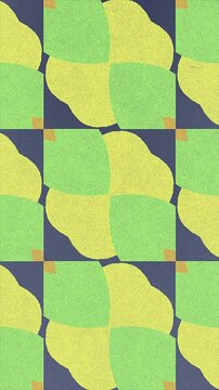 Colorful pattern with transformation of basic geometric shapes. Abstract art background. Digital seamless loop animation. 2d. Vertical