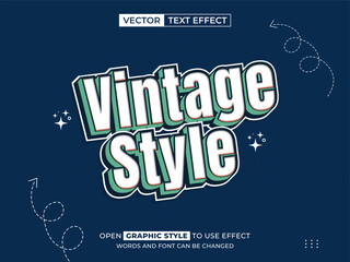 vintage style editable text, font effect, 3d text for title