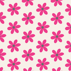 Pattern of seamless flowers ,vector illustration hand-drawn floral doodle background, Botanical art, funny basic nature shapes wallpaper.